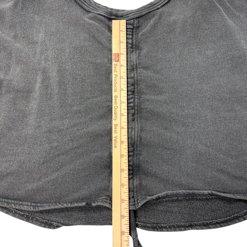 Free People Bae Pullover Dropped Shoulder Washed Black Ruched Drawstring - Picture 8 of 12